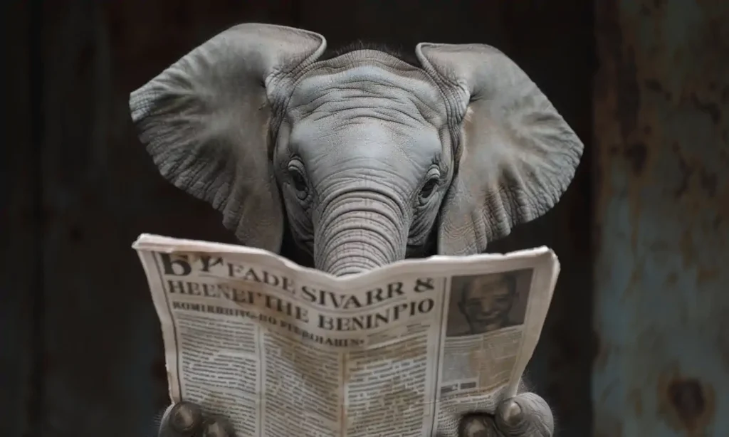 Słoń czytający gazetę.