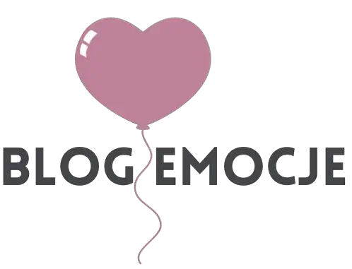 Logo "Blog Emocje" z różowym balonem w kształcie serca.